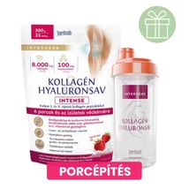 Interherb Kollagén&Hyaluronsav italpor INTENSE Eperkrém ízű 300g +ajándék Shaker