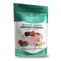 Luxoya 9-Fiber Vegan Protein Pudding Creamy And Tasty 450g DOY - Vanilla-Very Berry Flavour Luxoya 9-Fiber Vegan Protein Pudding Creamy And Tasty 450g DOY - Vanilla-Very Berry Flavour