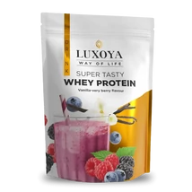(Sz) Luxoya Whey Protein Vanília-erdei gyümölcs ízű fehérje italpor 450g zacskós