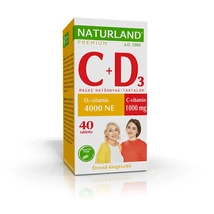 Naturland Prémium 1000 mg C-vitamin + 4000 NE D-vitamin tabletta 40x