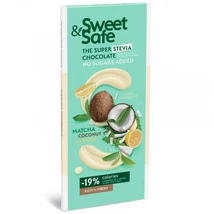 Sweet&Safe fehércsoki stevia-matcha-kókusz 90g