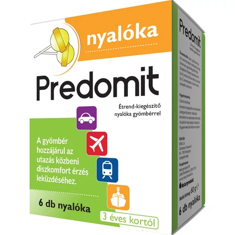 Predomit Gyömbéres Étrendkiegészítő Nyalóka 6x