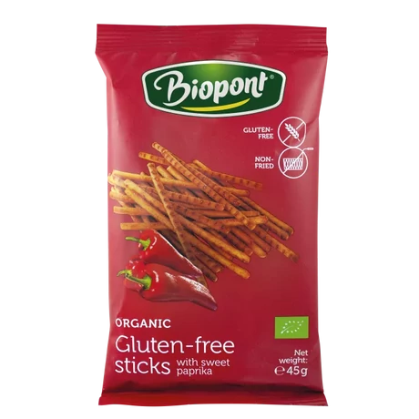 Biopont bio gluténmentes sóspálcika paprikás 45g