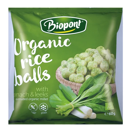 Biopont bio rizsgolyó spenóttal és póréhagymával 60 g