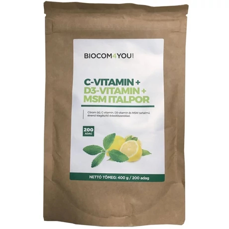 Biocom C-Vitamin+D3-Vitamin+MSM Italpor Utántöltő 400g