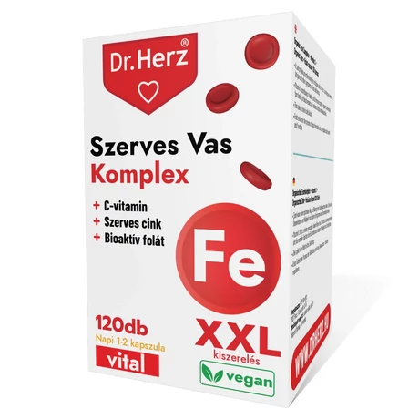 Dr. Herz Szerves Vas komplex+C-vitamin+Szerves Cink+Folát 120 kapsz