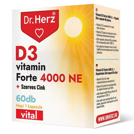 DR Herz D3-vitamin 4000 NE+Szerves Cink 60 db kapszula doboz 