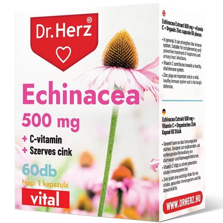 DR Herz Echinacea 500 mg+C-vitamin+Szerves Cink 60 db kapszula doboz