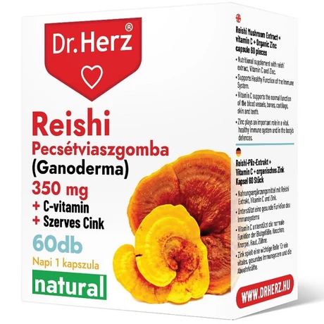 DR Herz Reishi 350 mg + C-vitamin + Szerves Cink 60 db kapszula doboz 