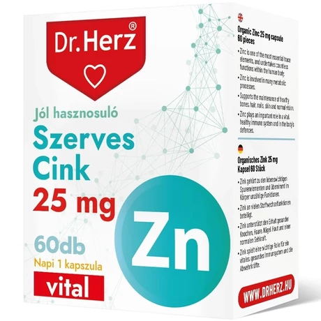 DR Herz Szerves Cink 25 mg 60 db kapszula doboz