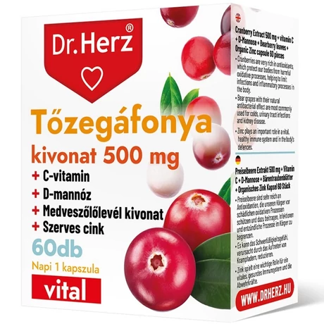 DR Herz Tőzegáfonya kivonat 500 mg 60 db kapszula doboz