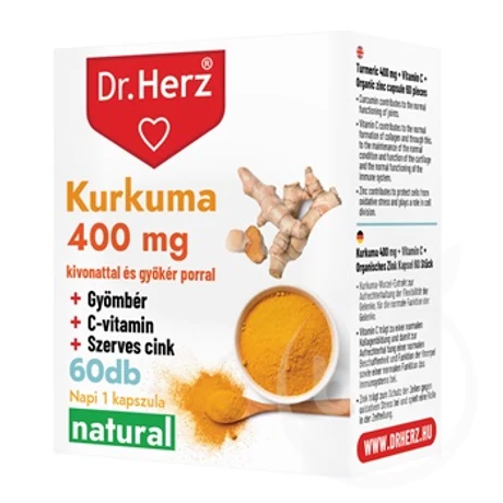 DR Herz Kurkuma+Gyömbér+C-vitamin+Szerves Cink+ 60 db kapszula doboz