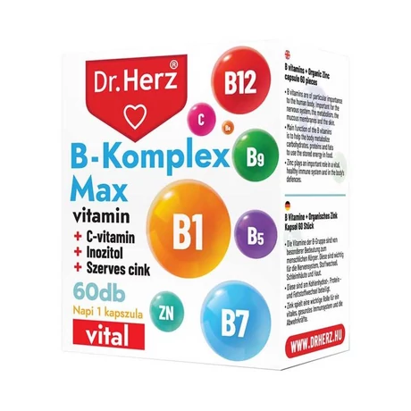 DR Herz B-Komplex Max+C-vitamin+Inozitol+Szerves Cink 60 db kapszula doboz 