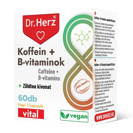 DR Herz Koffein + B-vitaminok 60 db kapszula doboz 