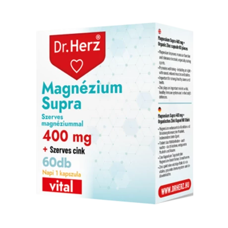 DR Herz Magnézium Supra 400mg + Szerves Cink 60 db kapszula