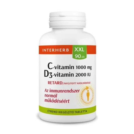 Interherb XXL 90 db C-vitamin1000mg+D3-vitamin 2000IU RETARD tabletta