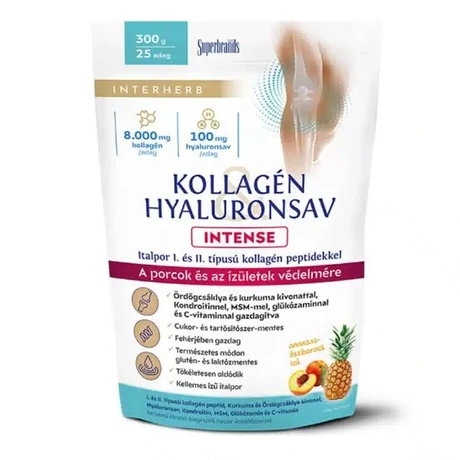 Interherb Kollagén&Hyaluronsav Porcépítő italpor INTENSE Ananász-Őszib.ízű 300g