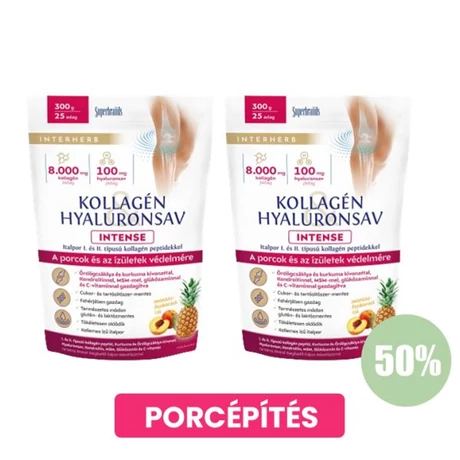 Interherb Kollagén&Hyaluronsav italpor INTENSE Ananász-Őszibarack ízű 2X300g