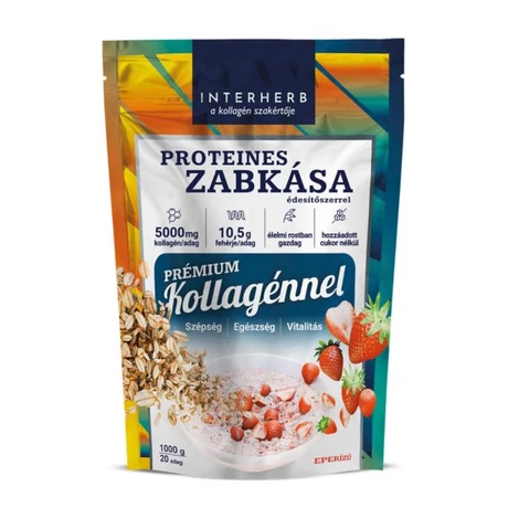 Interherb Zabkása Proteines Eperízű 1000g (Prémium kollagénnel)