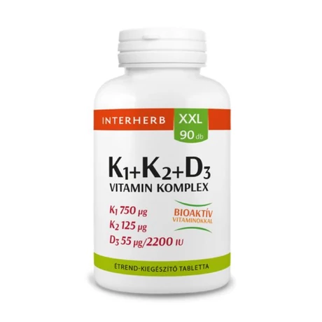 Interherb XXL 90 db K1+K2+D3 Vitamin komplex tabletta