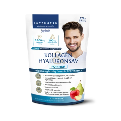 Interherb Kollagén&Hyaluronsav italpor FOR MEN Alma-Körte ízű 396g/33 adag