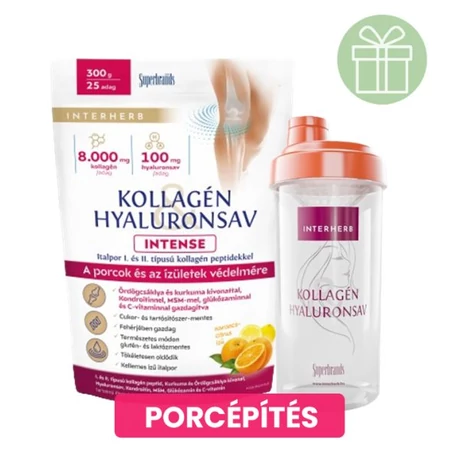 Interherb Kollagén&Hyaluronsav italpor INTENSE Narancs-Citr 300g +ajándék Shaker
