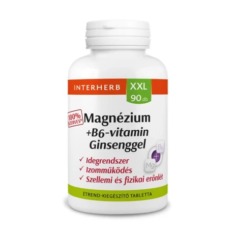 Interherb XXL 90 db MAGNÉZIUM 100%SZERVES +B6 +Ginseng tabletta