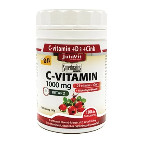 JutaVit C-vitamin 1000mg retard + csipkebogyó kivonat + D3 + Cink vitamin 100x