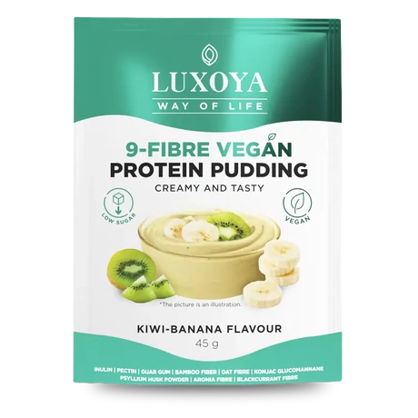 Luxoya 9-Fiber Vegan Protein Pudding Creamy And Tasty 45g - Kiwi-Banana Flavour