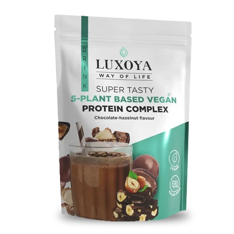 Luxoya Super Tasty 5-plant based VEGAN Protein Complex 450g DOY - Chocolate-Hazelnut flavour