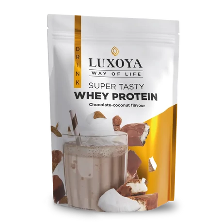Luxoya Whey Protein Csokoládé-kókusz izű fehérje italpor 450g zacskós