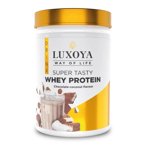Luxoya Whey Protein Csokoládé-kókusz izű fehérje italpor 450g - dobozos