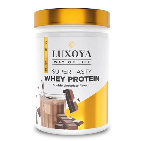 Luxoya Whey Protein Dupla csokoládé ízű fehérje italpor 450g - dobozos
