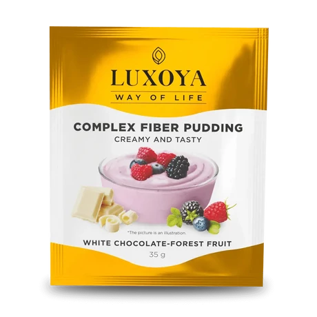 Luxoya Complex Fiber Pudding Creamy and Tasty 35g - White Chocolate-Forest Fruit