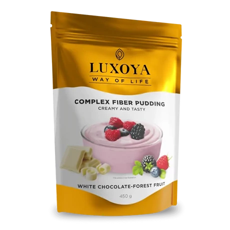 Luxoya Complex Fiber Pudding Creamy and Tasty 450g DOY - White Chocolate-Forest Fruit