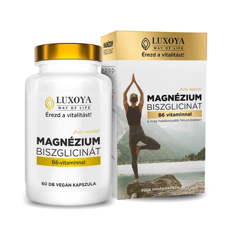 Luxoya FULLY REACTED - Magnéziumot, B6-vitamint, fekete bors kivonatot tartalmazó étrend-kiegészítő készítmény - 60db