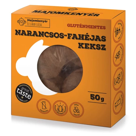 Majomkenyér Narancsos-fahéjas keksz finomitott cukor nélkül 50g