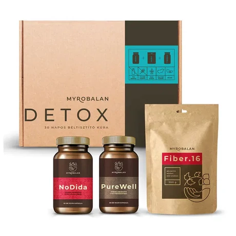 Myrobalan Detox - 30 napos béltisztító program NoDida + Fiber.16 + PureWell Lympid + LivR