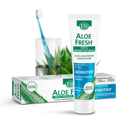 Natur Tanya® ESI Aloe Fresh® Sensitive FOGKRÉM – Fluoridmentes fogkrémgél, parabén, SLS, SLES, titán-dioxid és mesterséges színezék nélkül, érzékeny fogakra és fogínyre