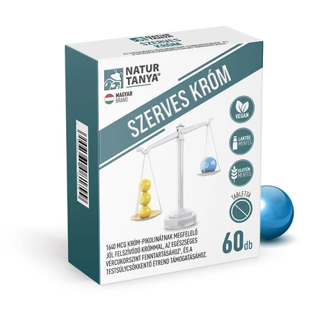 Natur Tanya® SZERVES KRÓM - Jól felszívódó króm, az egészséges vércukorszint fenntartásához és a testsúlycsökkentő étrend támogatásához