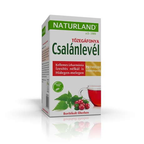 Naturland Prémium Csalánlevél-Tőzegáfonya teakeverék 20x1,2 g