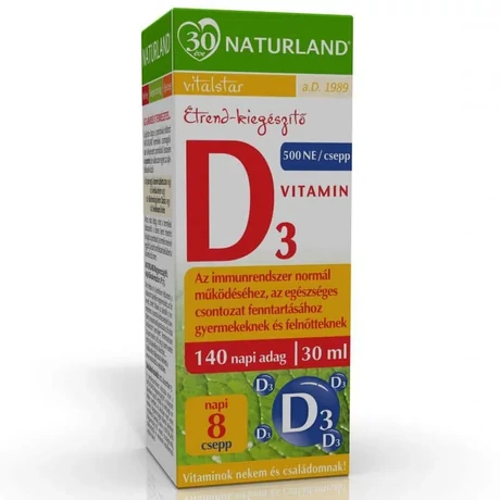 Naturland D3-vitamin csepp 30ml étrend.
