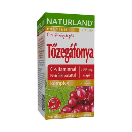 Naturland Prémium Tőzegáfonya komplex kapszula C-vitaminnal és nyírfakivonattal 30x