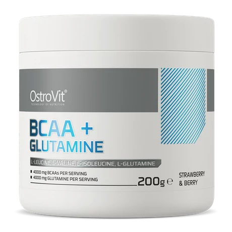 OstroVit BCAA + Glutamine 200 g erdei szamóca-áfonya
