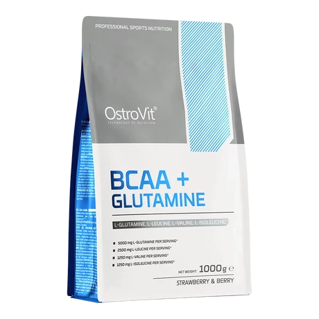 OstroVit BCAA + Glutamine 1000 g erdei szamóca-áfonya