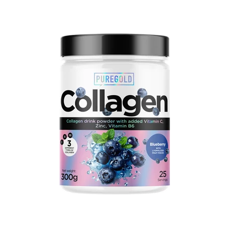 PureGold Collagen Marha és Hal kollagén gyümölcsdarabokkal 300g áfonya