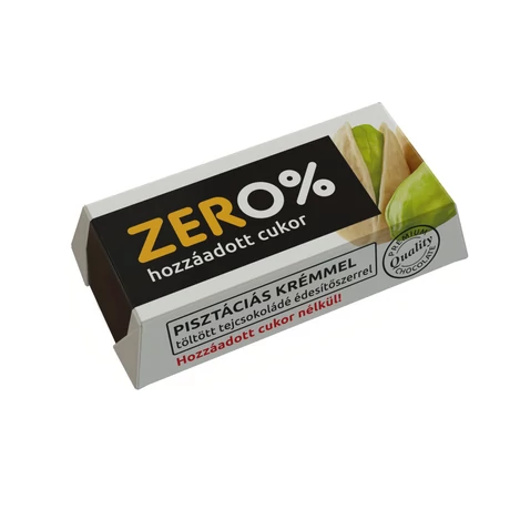 Szerencsi zero pisztácia ízű krémmel töltött tejcsokoládé édesítőszerrel 21 g