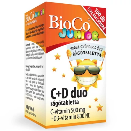 BioCo JUNIOR C+D duo CSALÁDI CSOMAG rágótabletta 100x