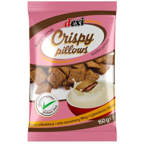 Dexi Crispy pillows strawberry, eper ízesítésű párnák  150 g