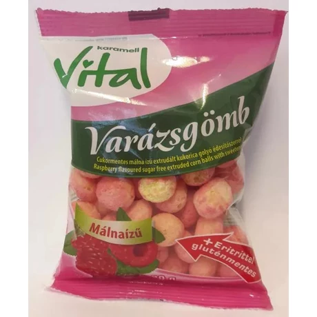 Vital varázsgömb cukormentes extrudált kukoricagolyó málna ízű 20g